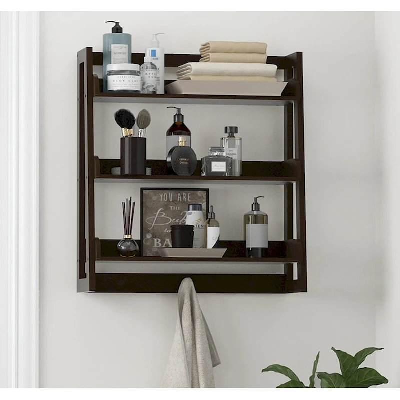 UTEX 3 Tier Bathroom Shelf Wall Mounted with Towel Hooks, Bathroom Organizer Shelf Over The Toilet