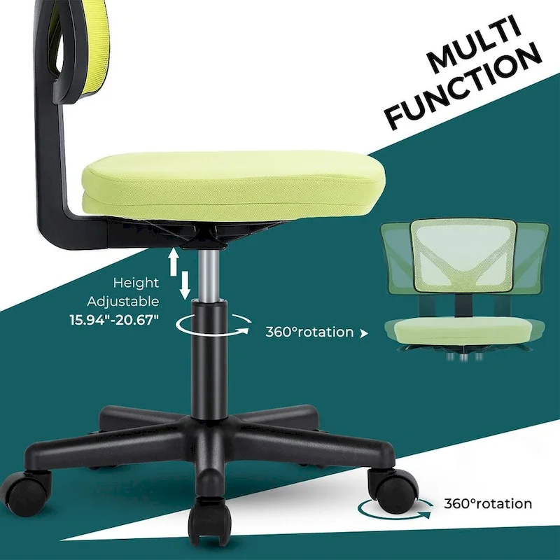 Armless Small Office Desk Chair with Back