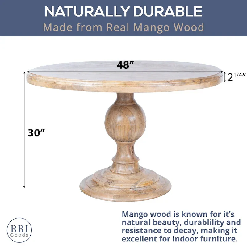 48-Inch Round Dining Table with Pedestal Base