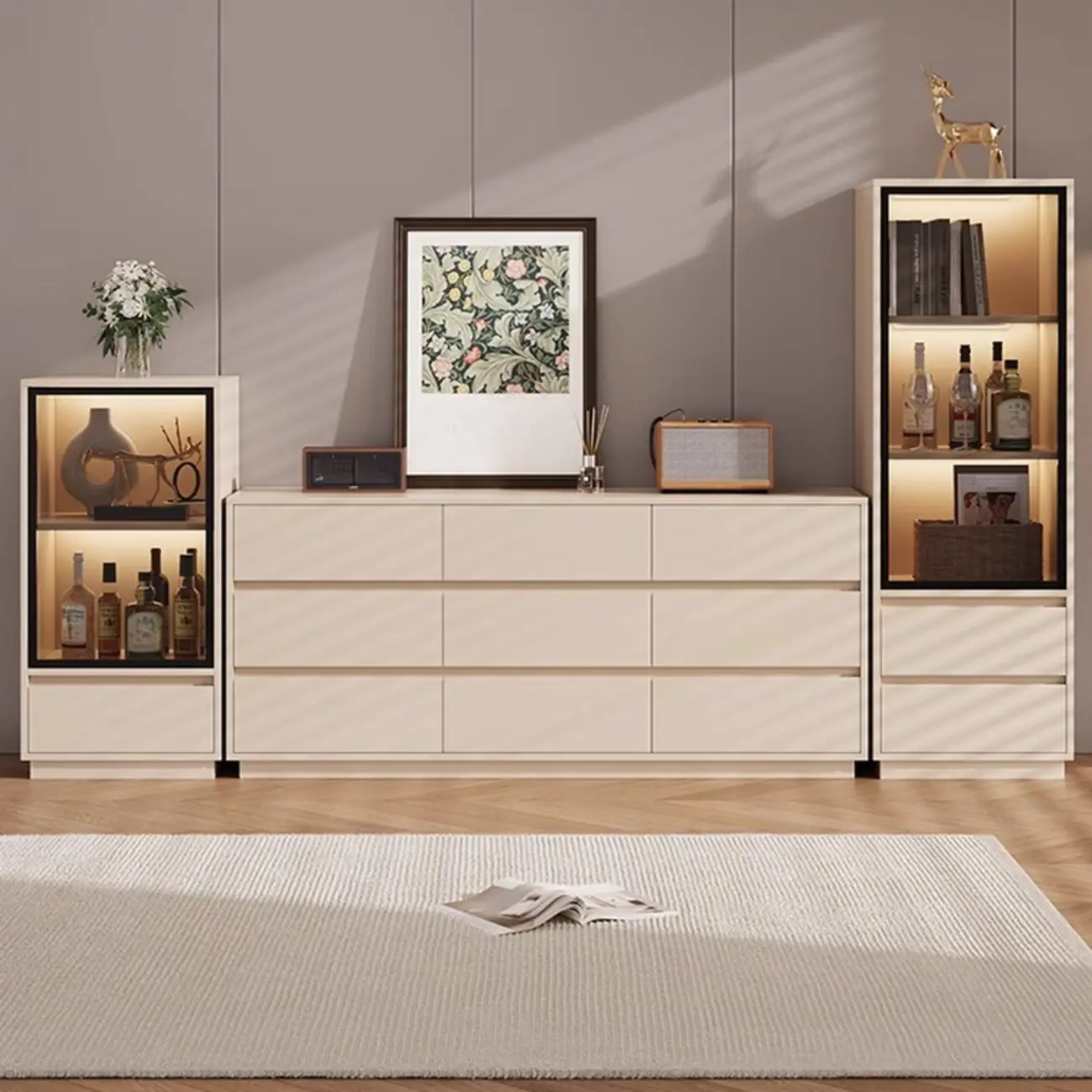 Standard Manufactured Wood Display Stand with Drawer