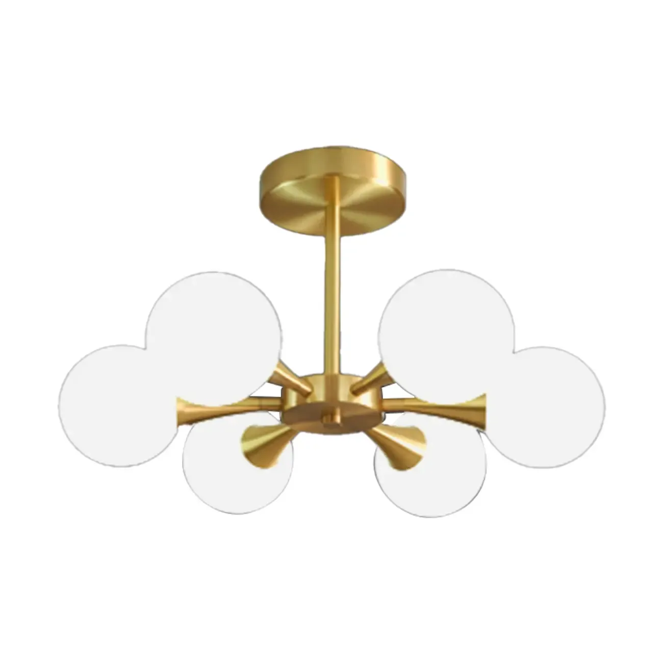 Modern Gold Glass Ball Semi Flush Mount Ceiling Light