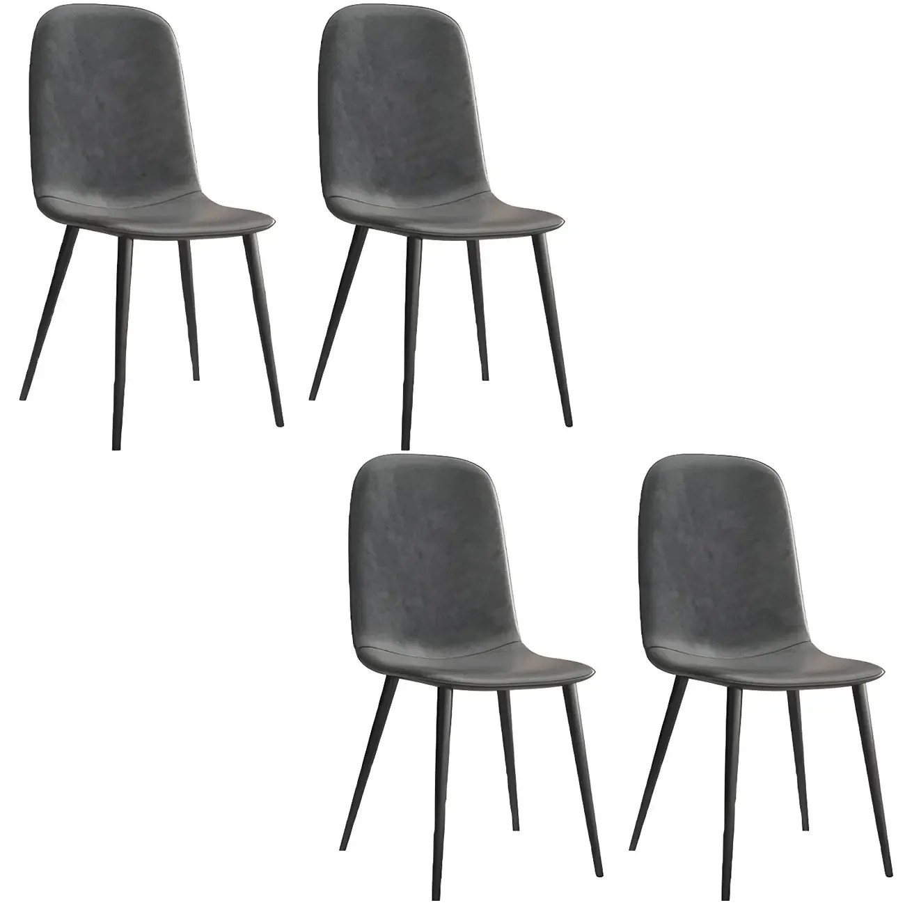 Industrial Armless Faux Leather Low Back Dining Chair