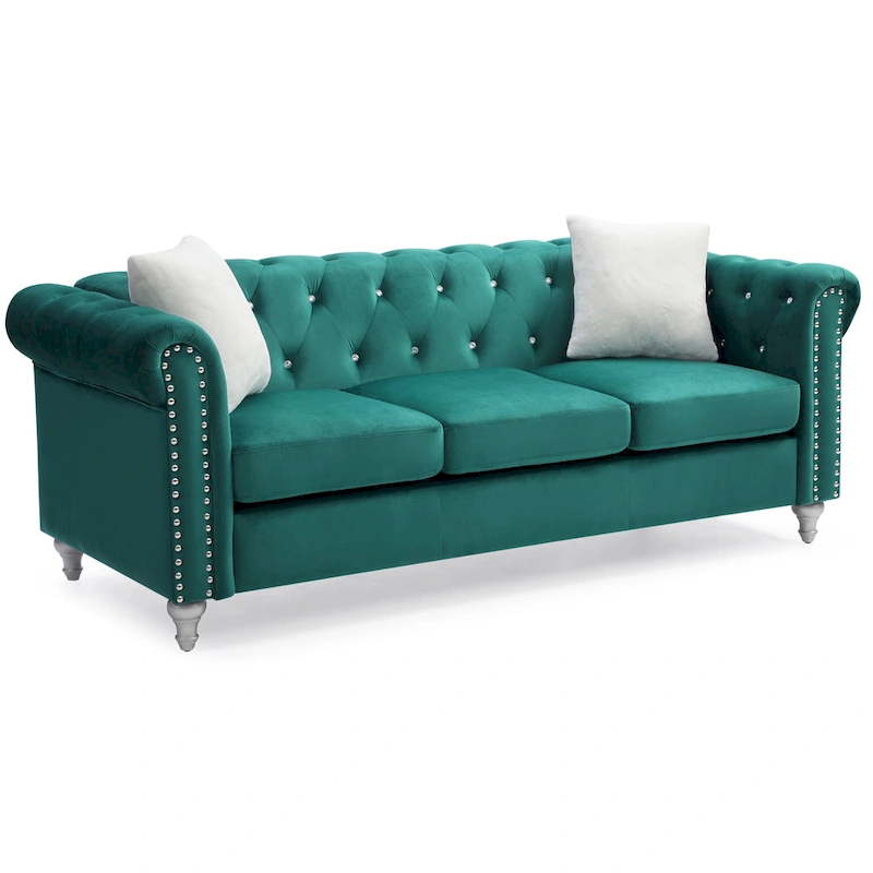 Raisa Microsuede Velvet Tufted Sofa