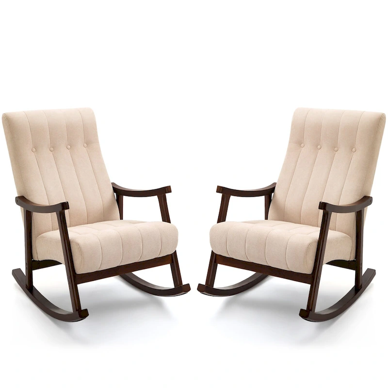 AVAWING Upholstered Rocking Chair ModernHighBackArmchair Set of 2