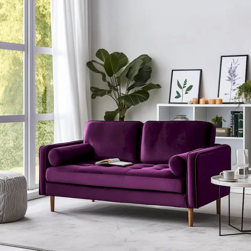 Banavos 58   Velvet Square Arm Loveseat