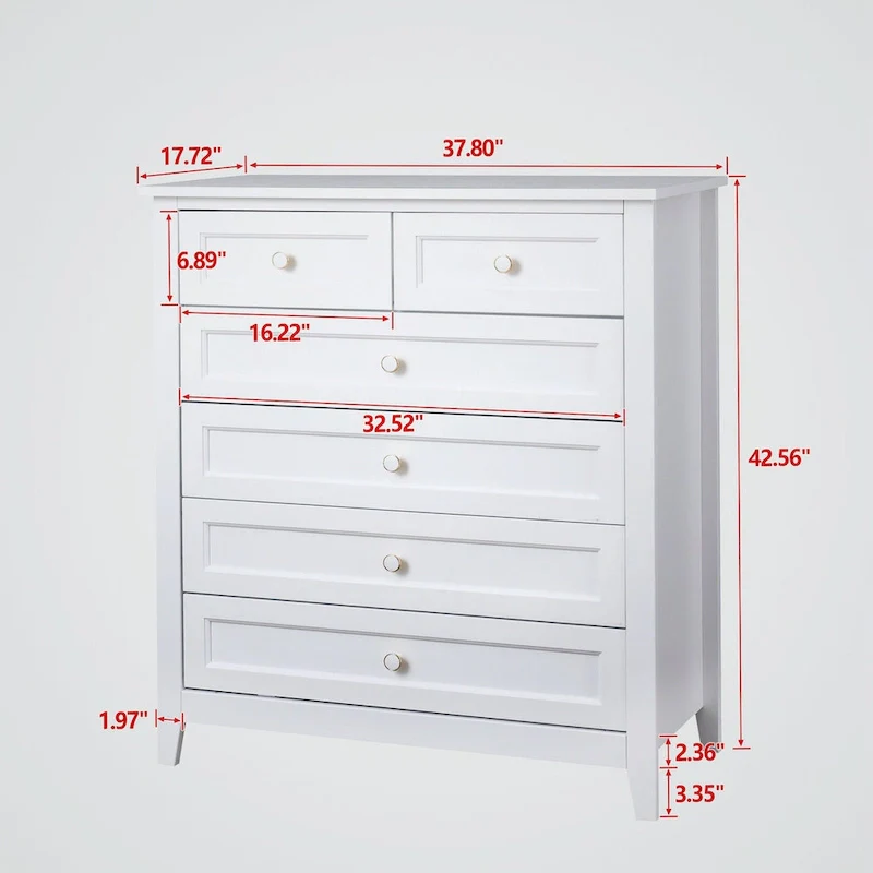 Solid Wood Spray-painted 6 Drawer Chest
