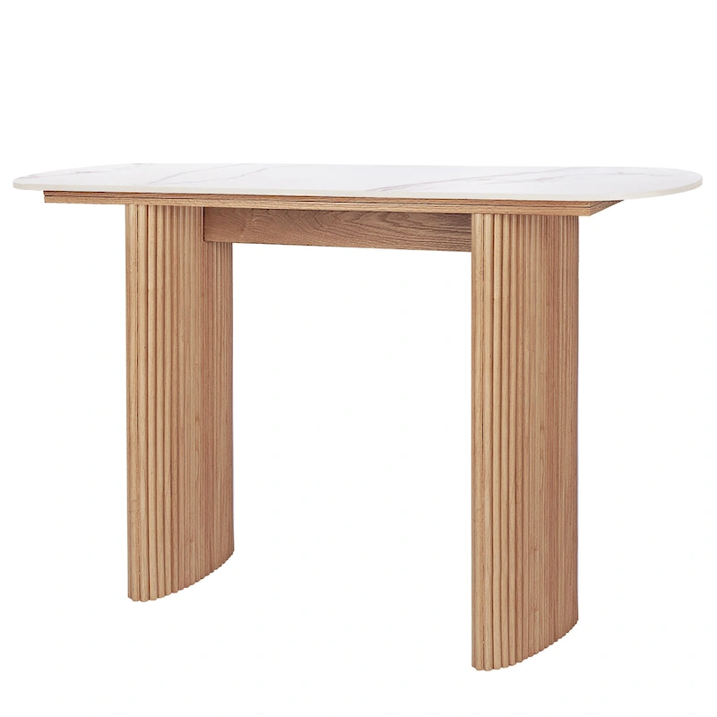 Marble Console Table Entryway Table with Fluted Base