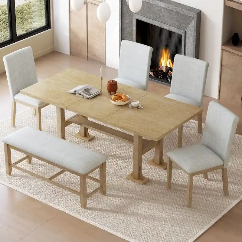 6-Piece Extendable Dining Table Set for Dining Room
