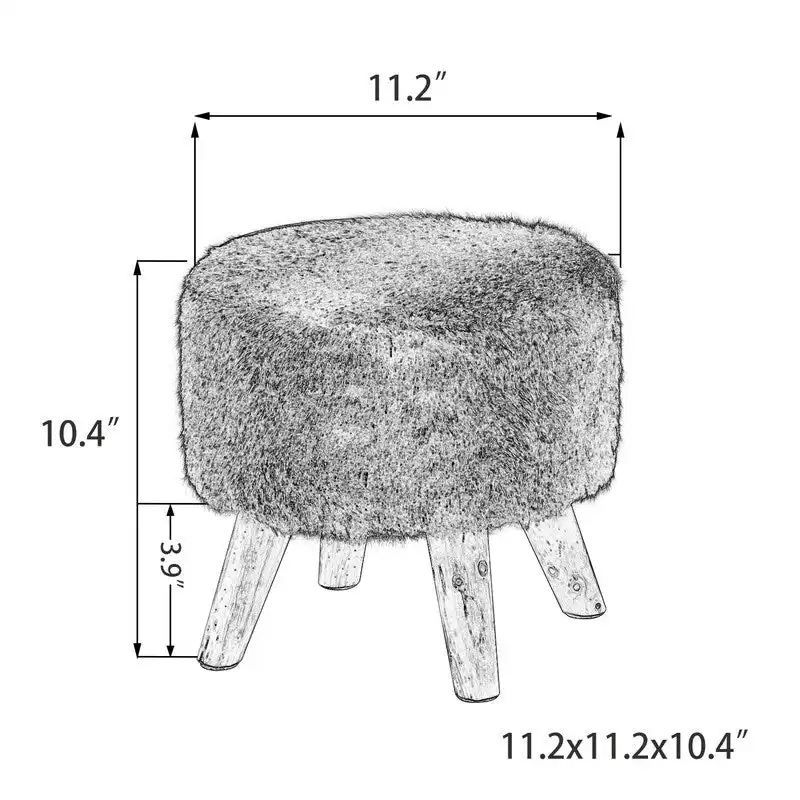 Adeco Modern Round Padded Upholstered Ottoman Footrest Stool