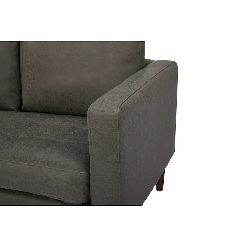 Tufted Faux Leather Loveseat Sofa, 2-Seat, Grey / Camel / Black / Green