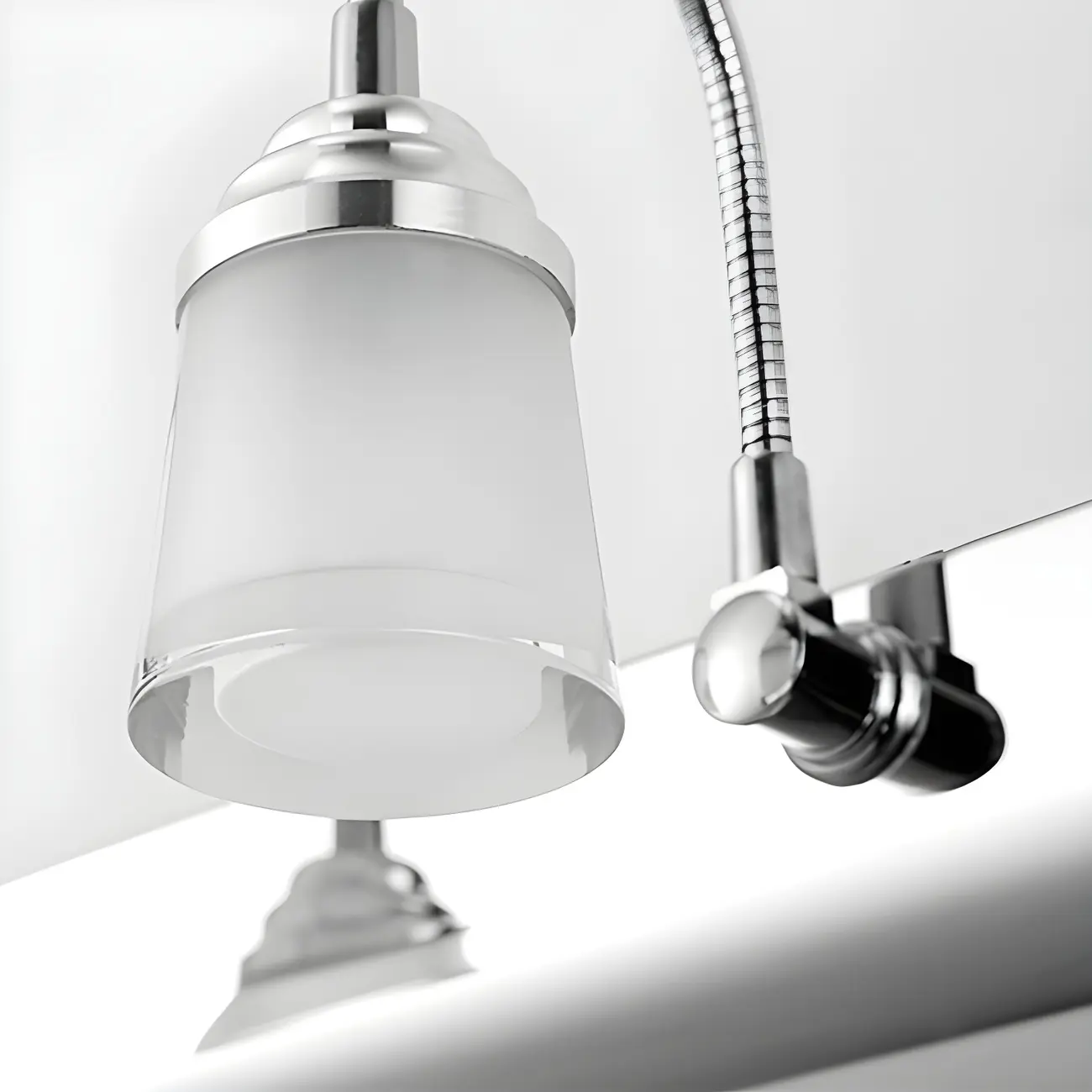 Modern Chrome LED Bathroom Vanity Light with White Shade