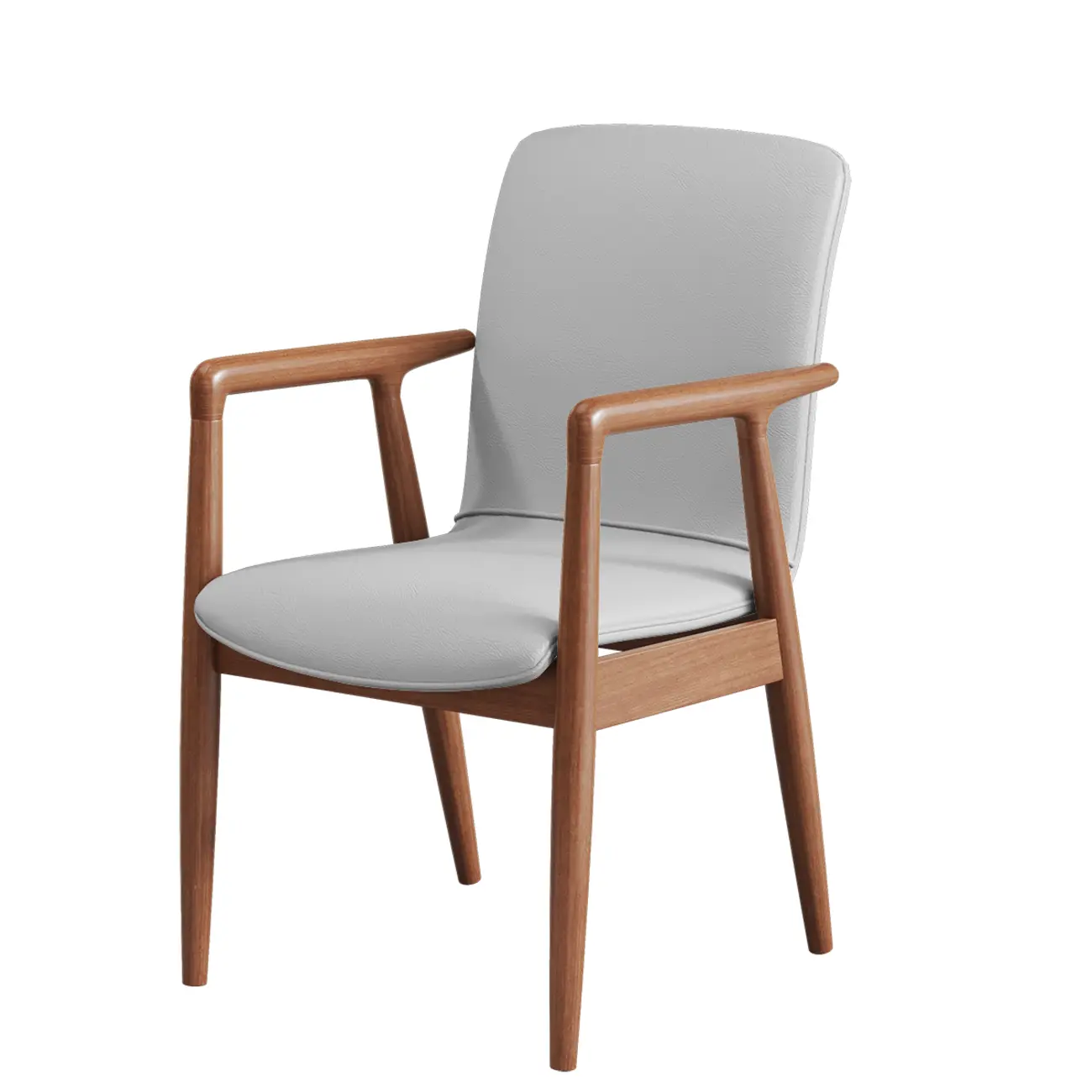Modern Wood Faux Leather Upholstered Dining Armchair