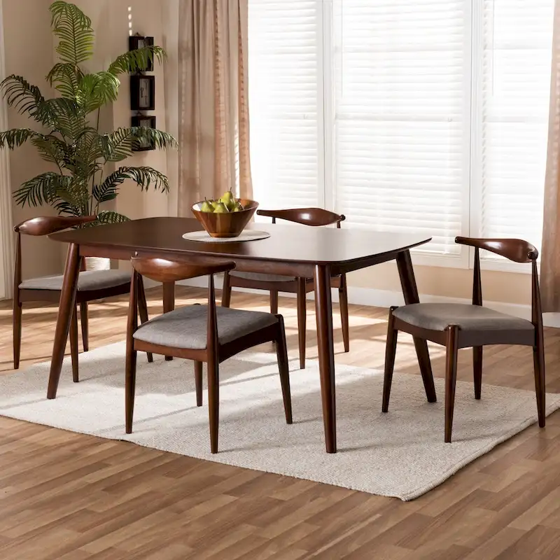 Aeron Mid-Century Modern Upholstered 5-Piece Dining Set