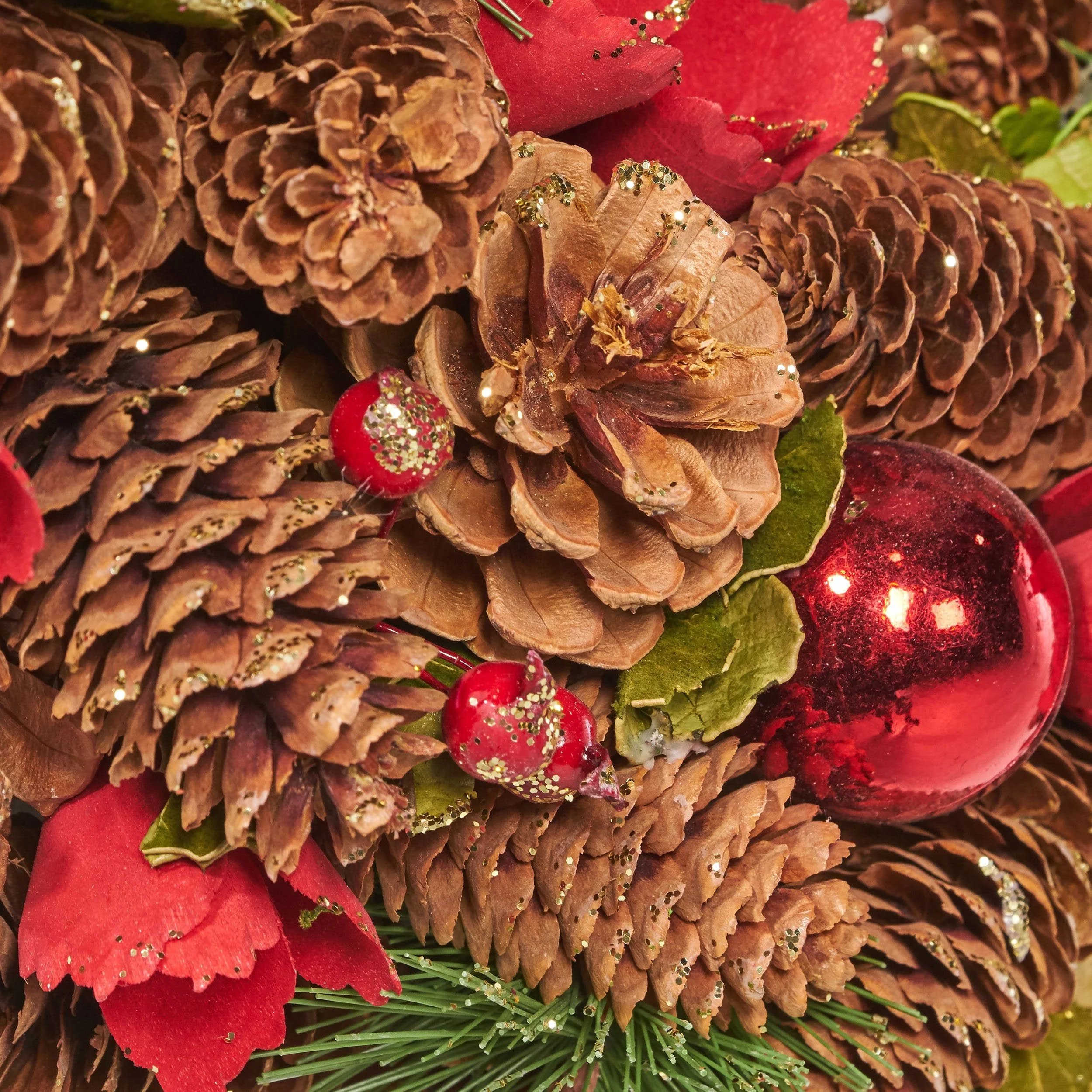 18.5 Pine Cone and Glitter Unlit Artificial Christmas Wreath - NH466313