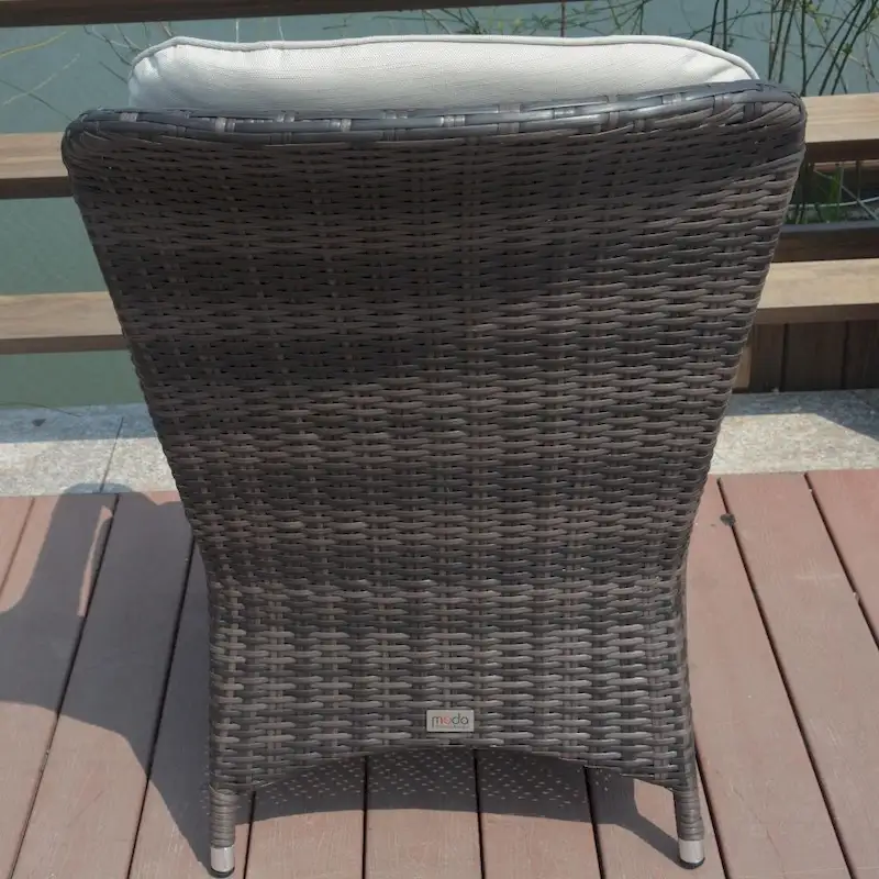 2-Piece Patio Brown Wicker Arm Chair with Cushion