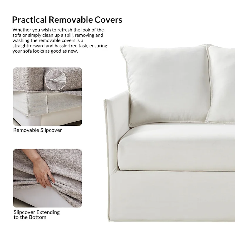 Gottfried 80 Slipcovered Sofa with Removable Cushions by HULALA HOME