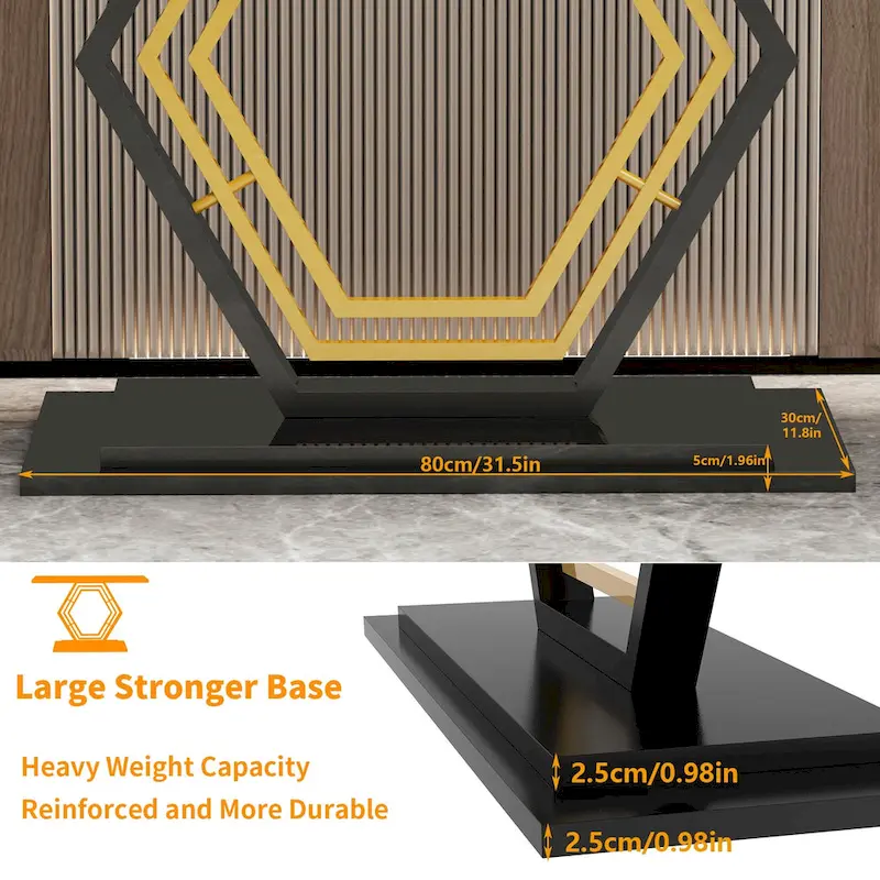 Sintered Stone Console Table with Geometric Base Sofa Table - 47.2x11.8x30.7 inch