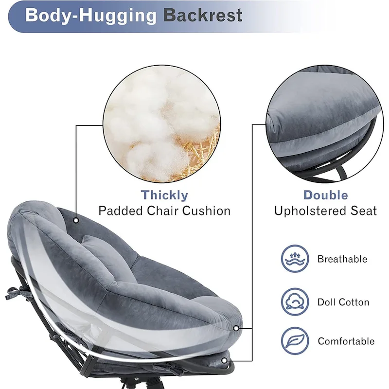 MCombo Gas Lift Swivel Papasan Chair with Height Adjustment, Velvet HQ405