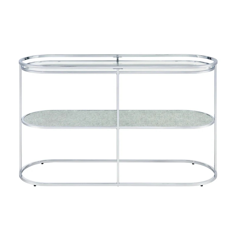 Taylaa Glam Chrome 48-inch Glass Top 1-Shelf Sofa Table by