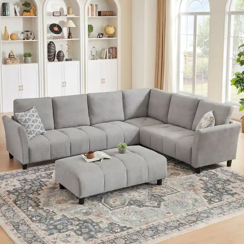 102.56  W Reversible Sectional Sofa with Corner Seat & Extended Bench