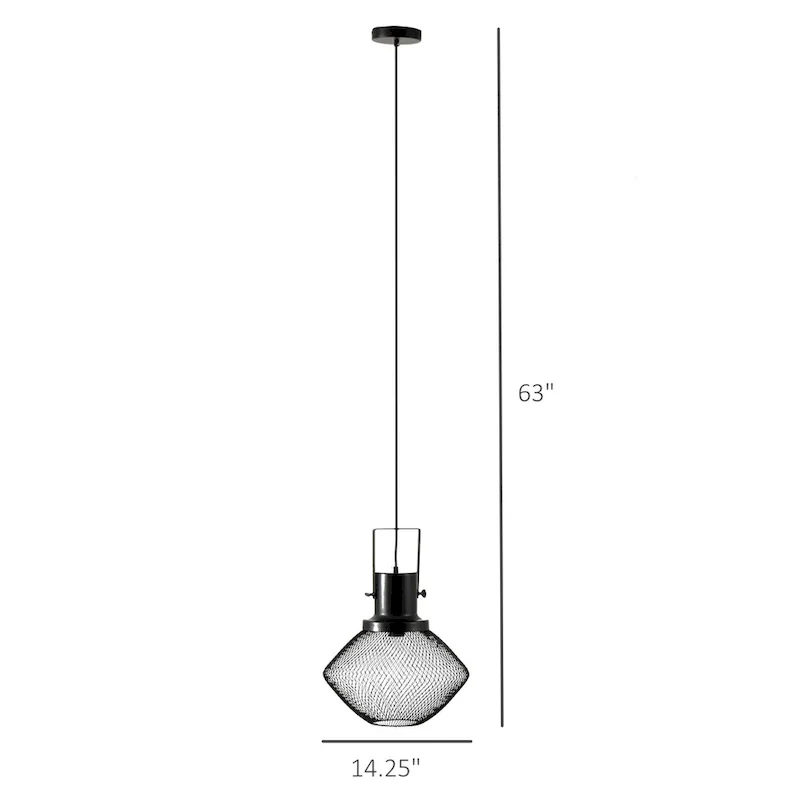 HOMCOM Chandelier Industrial Pendant Light with Adjustable Hanging Chain, Ceiling-Connecting Metal Round Base, Black