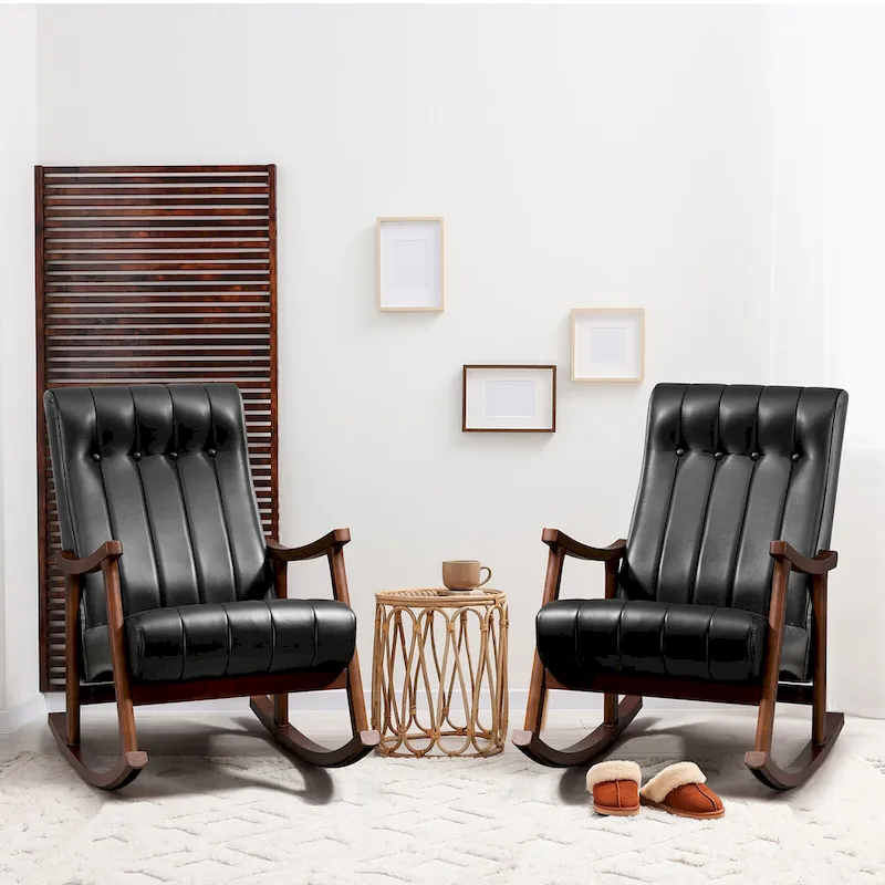 AVAWING Upholstered Rocking Chair ModernHighBackArmchair Set of 2