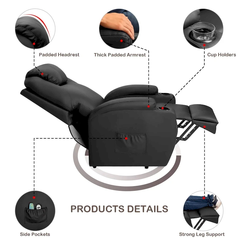 LACOO Power Lift Recliner PU Leather Reclining Chair with Massage