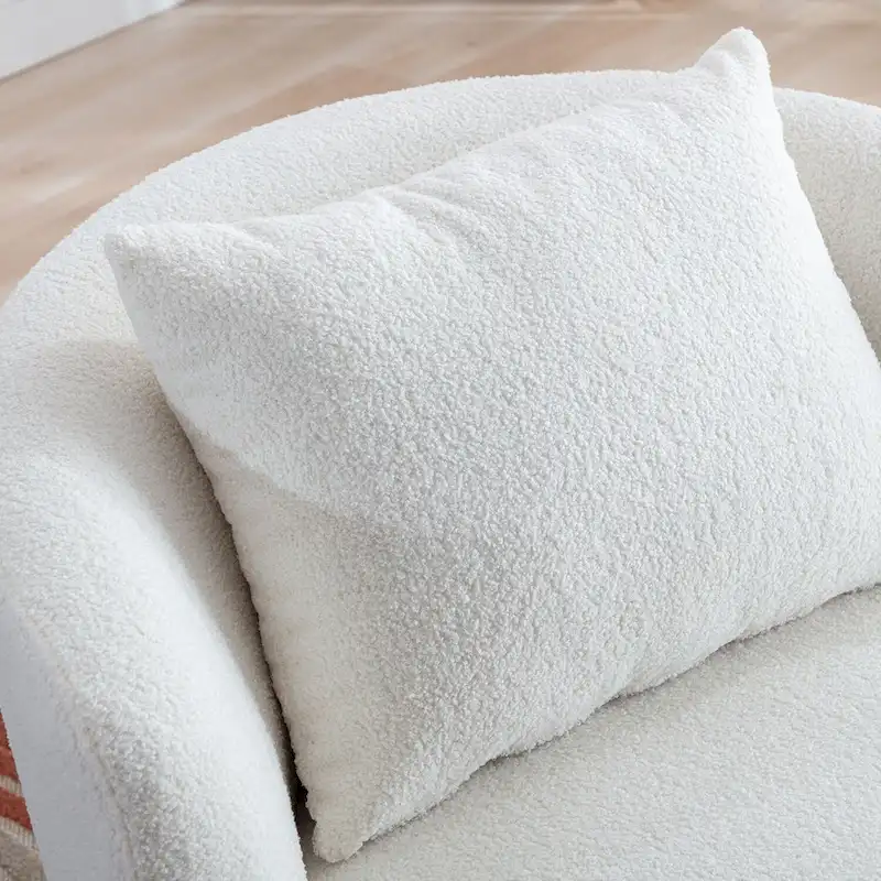 Swivel Barrel Chair with Lamb Wool Fabric