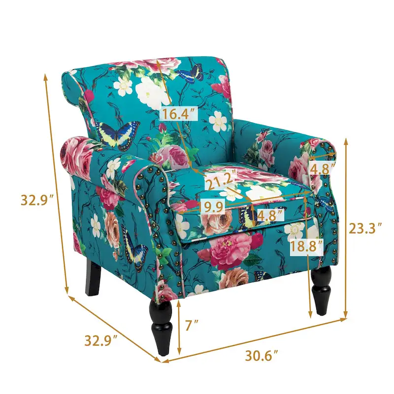 Living Room Armchair with Nailhead Trim - 29.9W x 29.9H x 32.9D