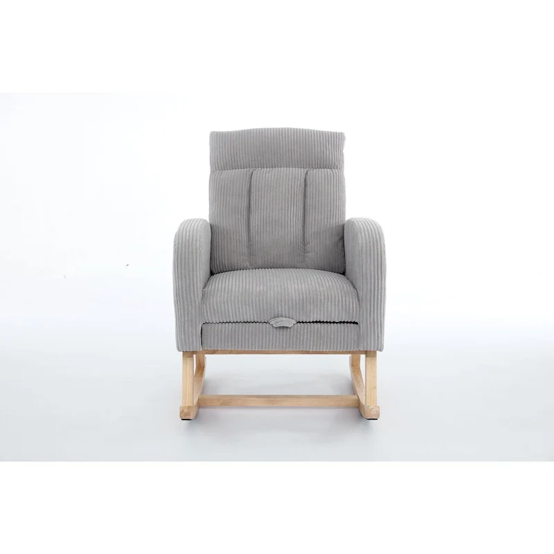 Modern Accent Rocking Chair Rocking Chair with Solid Wood Legs, Upholstered Nursery Glider Rocker