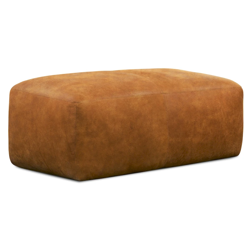 Poly & Bark Denver Leather Ottoman - Full Grain Genuine Italian Leather