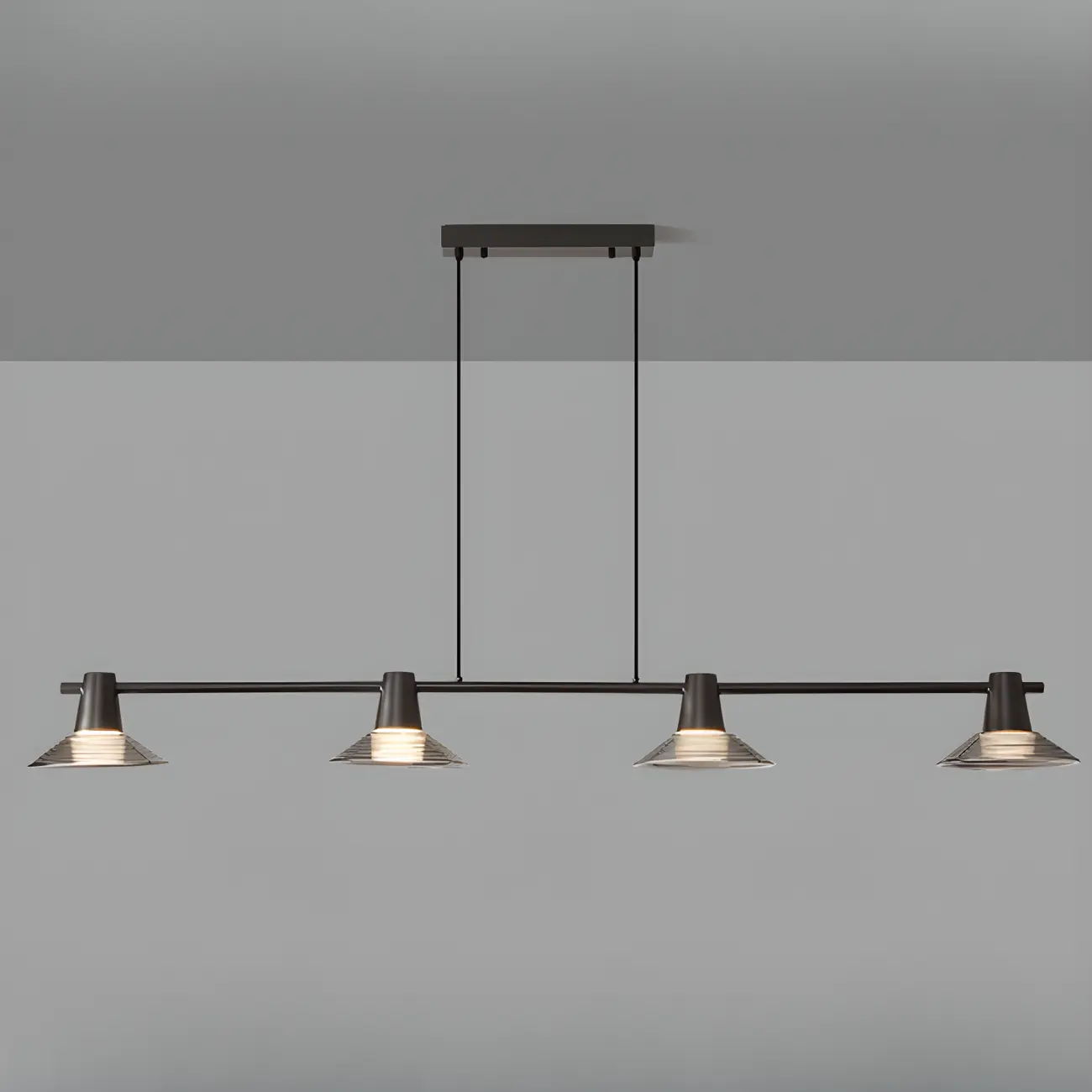 Modern Black Cone Glass 3-Light Island Light