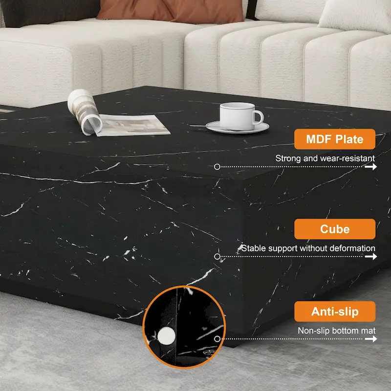 Faux Marble Square Coffee Table