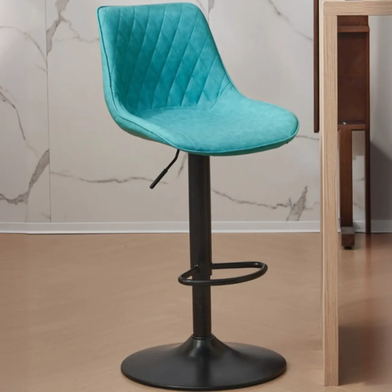 Chic Leather Tufted Swivel Adjustable Bar Stool