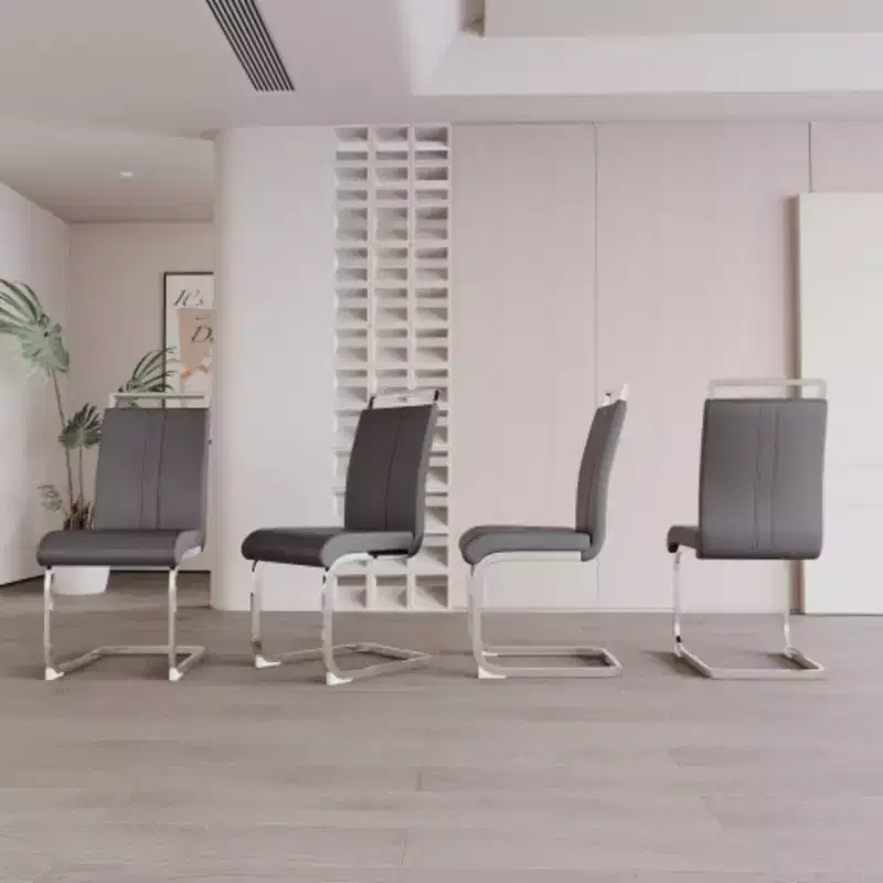 4-Pack Modern High-Back Faux Leather Dining Chairs with Metal Legs