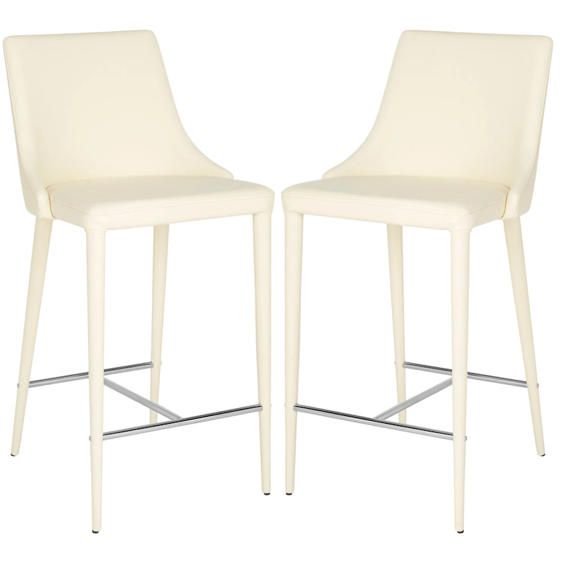 SAFAVIEH Soledad 26-inch White Counter Stool (Set of 2) - 22.9  x 18.9  x 37.4  - 23Wx19Dx37H