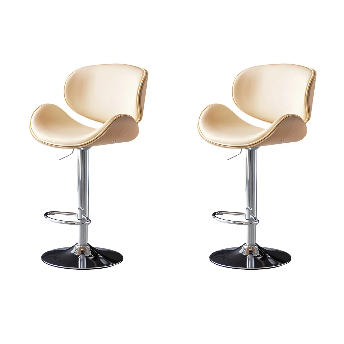 Arched Blackish Green Leather Swivel Adjustable Bar Stool