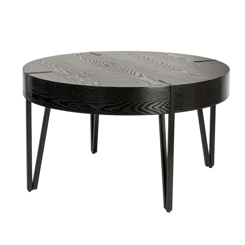 Wood Side Coffee Table with Metal Hairpin Legs