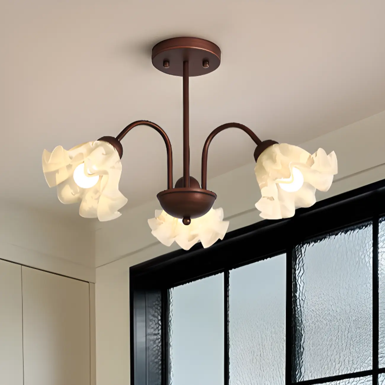 Geometric Art 3/8 Light Glass LED Chandelier for Dining Area