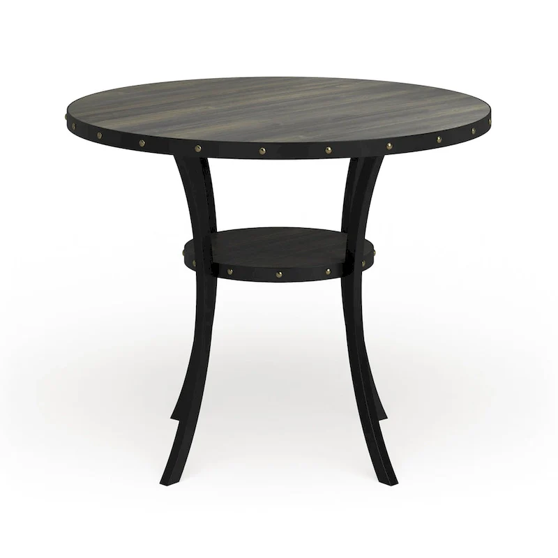 Espresso Wood Counter Height Dining Table with Nailhead Trim - Brown