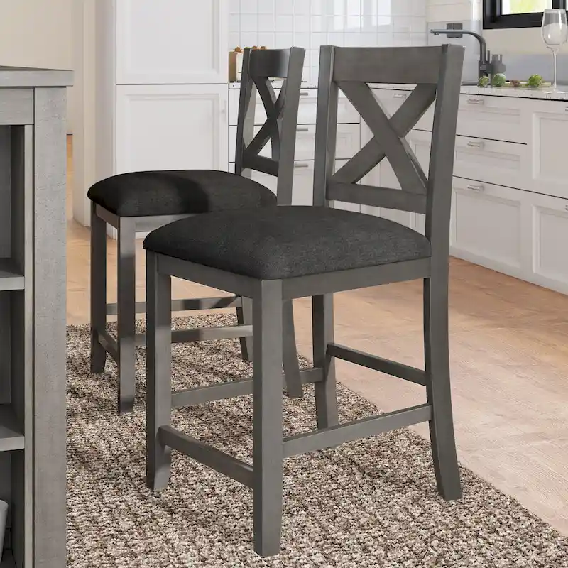 5-Piece Rustic Dining Set with Wooden Bar Table & 4 Chairs