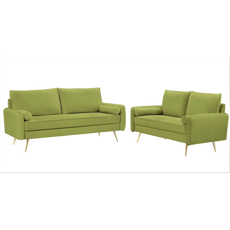 Villeda Velvet Mid-century modern 2PCS living room set