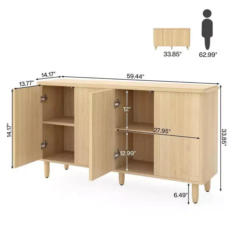59.4-Inch Buffet Cabinet Sideboard