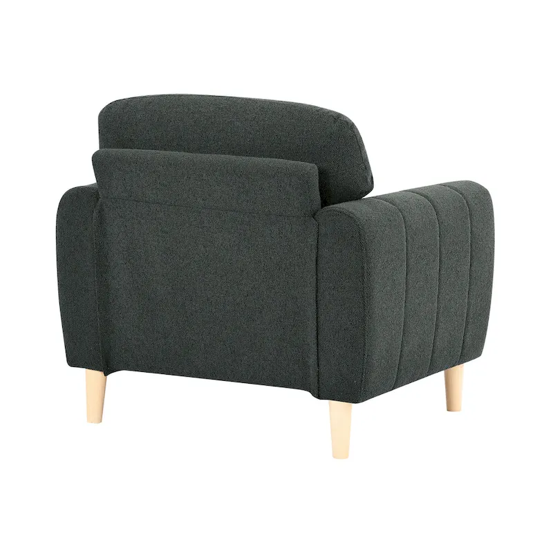 Channel Tufted Fabric Arm Chair – Brown / Charcoal, Single