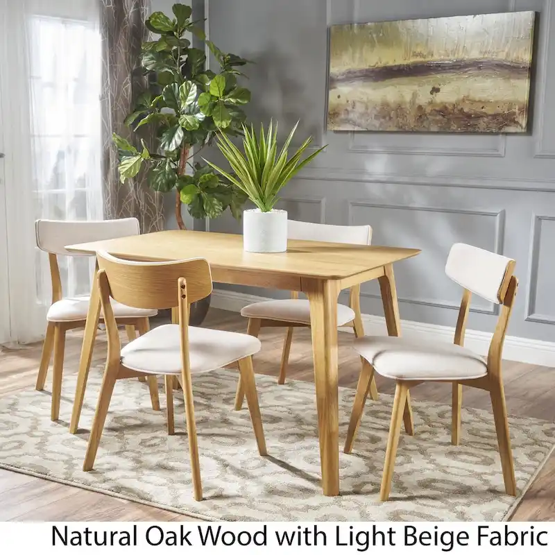 Megann Mid-Century 5-piece Wood Rectangle Dining Set by Christopher Knight Home