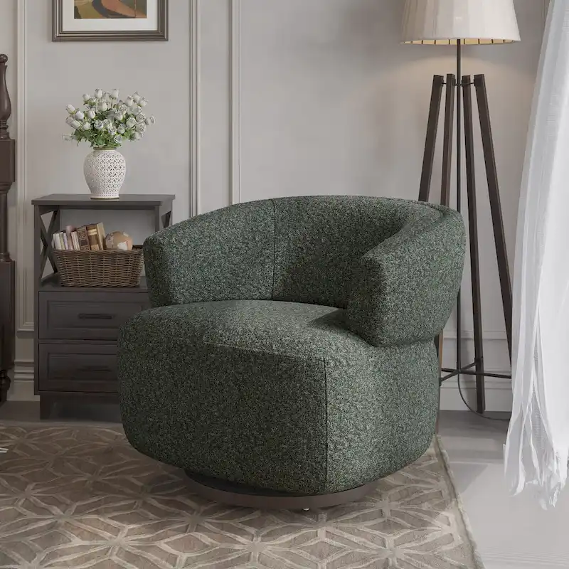 Fully Assembled Upholstered Swivel Barrel Chair