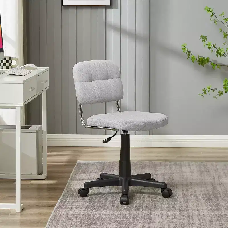 Gray / White Armless Swivel Office Chair, Height Adjustable, Seats 1