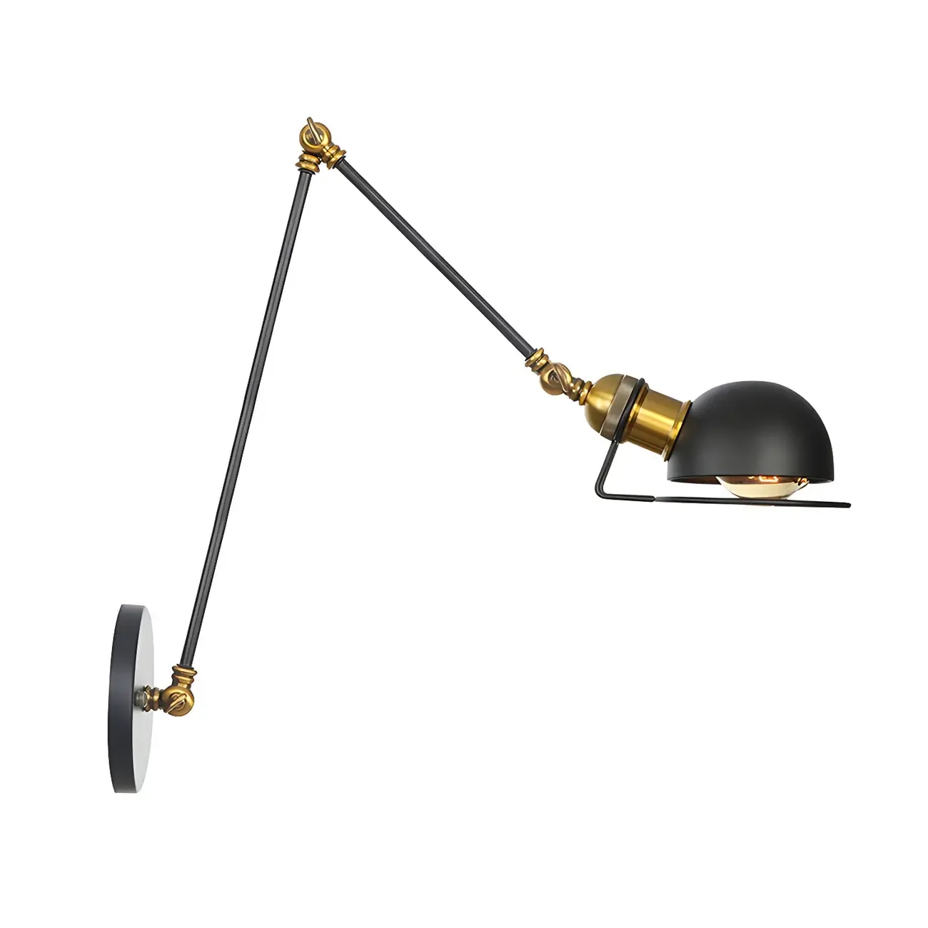 Industrial Black Adjustable Swing Arm Wall Sconce