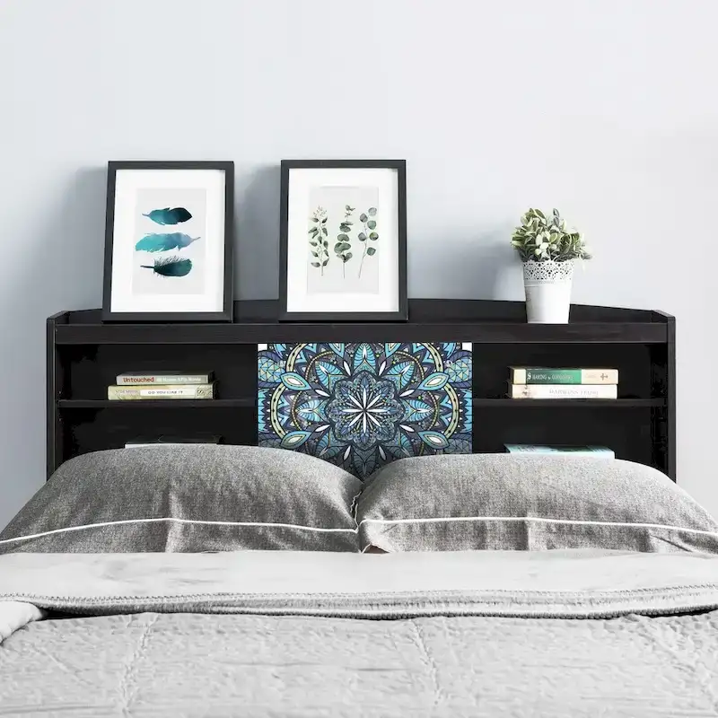 Contemporary Cappuccino 6-Shelf Bookcase Headboard – Queen