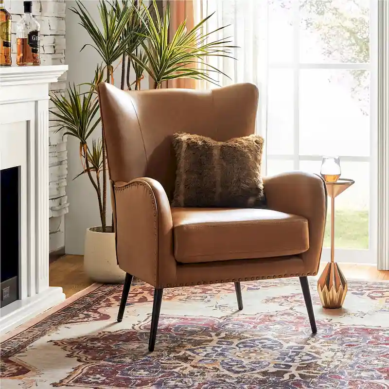 Invidiae Wooden Upholstered Armchair with Metal Legs